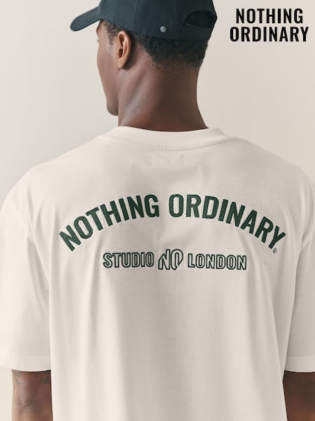 Nothing Ordinary Ecru Master Font Relaxed Graphic Heavyweight T-Shirt (G15942) | £39