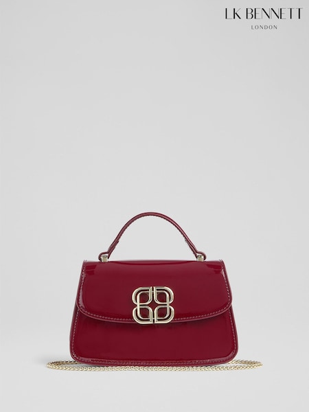 LK Bennett Red Annabelle Burgundy Patent Crossbody Bag (G15960) | £179