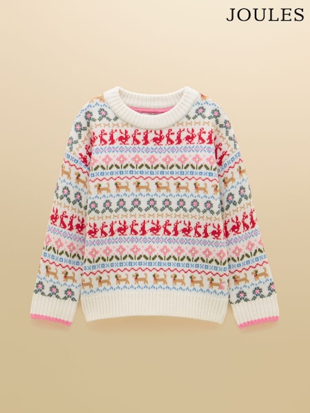 Beige Woodland - Joules Girls' Ivy Fair Isle Jumper