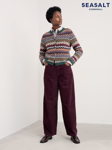 Seasalt Cornwall Green Dawson Pick Fairisle Merino Cardigan (G16046) | £90