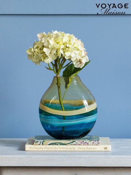 Voyage Maison Aqua Balin Hand Blown Glass Vase (G16155) | £41