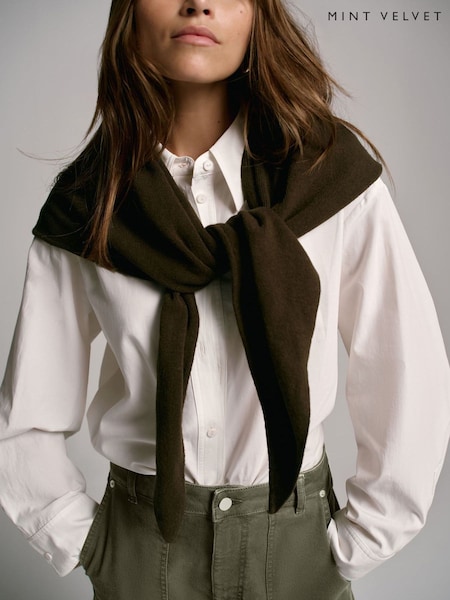 Mint Velvet Green Wrap Triangle Knit Scarf (G16163) | £45