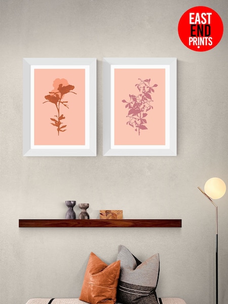 East End Prints Set of 2 White Floral Silhouette Wall Art Prints by Cartissi (G16201) | £90 - £245