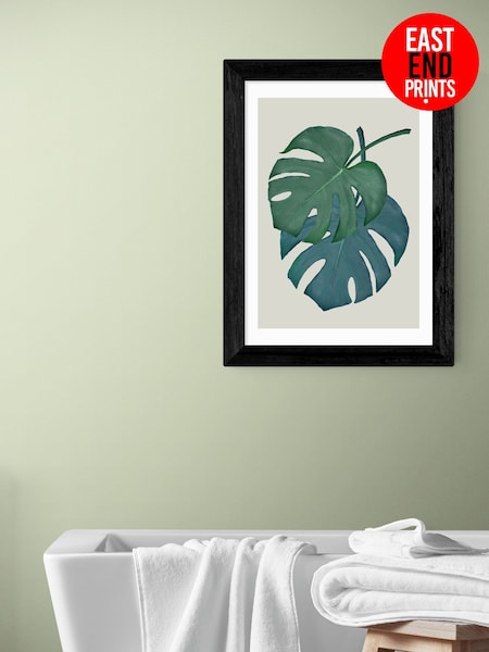 East End Prints Black Monstera Aqua 06 Wall Art Print by 1x Gallery (G16237) | £50 - £130