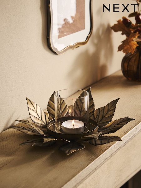Autumn Leaf Metal Tea Light Holder