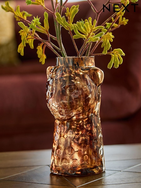 Luca Leopard Head Glass Vase