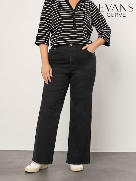 Evans Premium Wide Leg Black Jeans (G16617) | £50