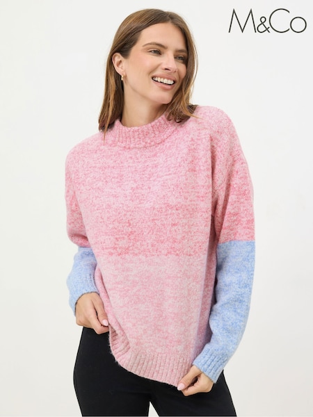 M&Co Pink Colourblock Jumper (G16950) | £39