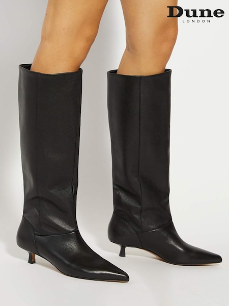 Dune London Black Sloan Knee High Boots (G18005) | £199