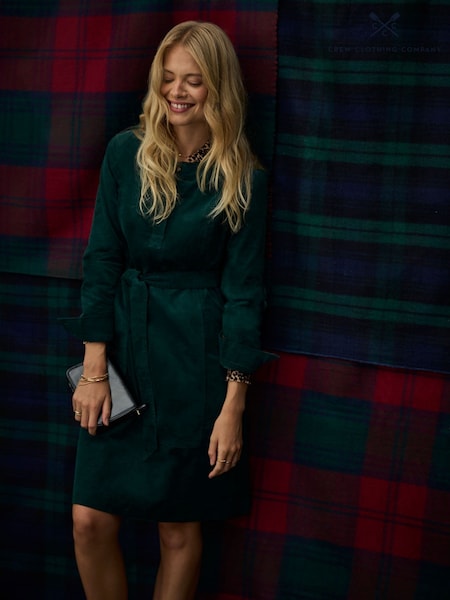 Crew Clothing Green Hattie Midi Cord Dress (G18241) | £79