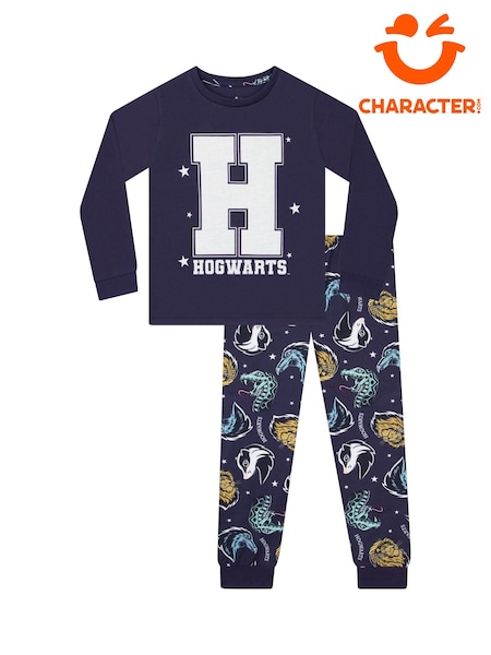 Character Blue Harry Potter Hogwarts Long Sleeve Pyjamas (G18290) | £17