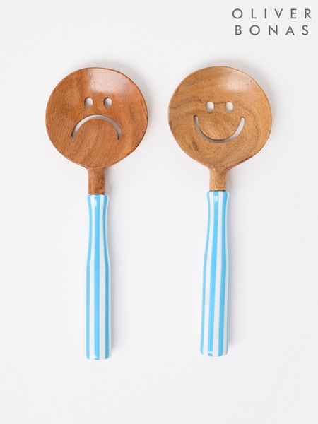 Oliver Bonas Blue Resin Swirl Salad Servers (G18362) | £30