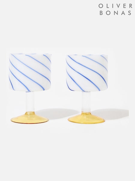 Oliver Bonas Multi Blue Swirl Gin Glasses Set of Two (G18363) | £30