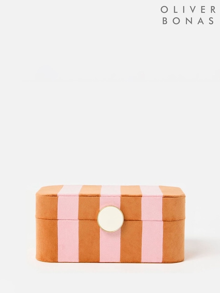 Oliver Bonas Orange Stripe Velvet Jewellery Box (G18368) | £30