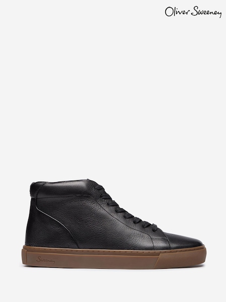 Oliver Sweeney Milled Leather Cupsole Black Trainers (G18457) | £169