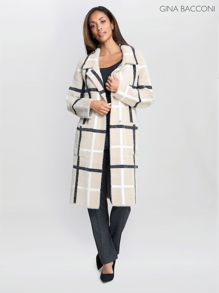 Gina Bacconi Winslet Checked Black Coat (G18551) | £170