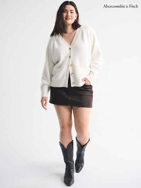 Abercrombie & Fitch Cream Dad V- Neck Cardigan (G18641) | £58