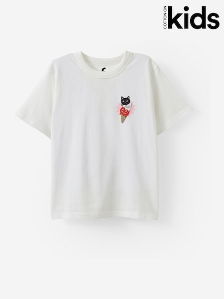 Cotton On White Poppy Oversize Graphic Print T-Shirt (G18694) | £12