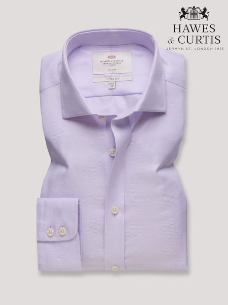 Hawes & Curtis Purple Textured Weave Non-Iron Shirt (G18828) | £69