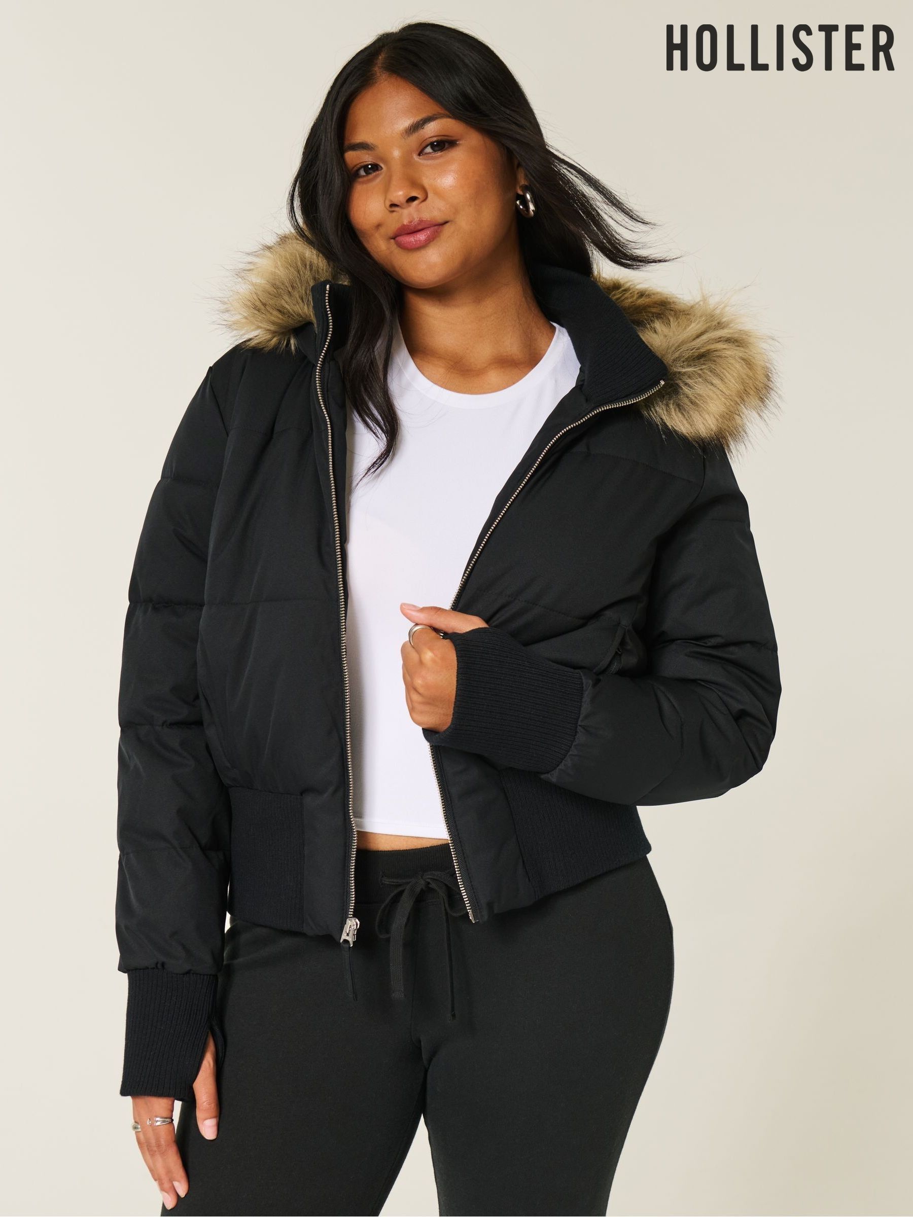 Buy Women's Pink Hollister Faux Fur Coatsandjackets Online | Next UK