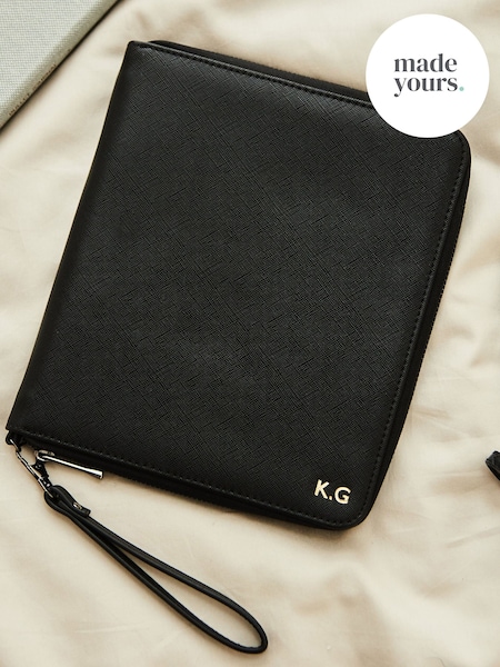 Personalised Embossed Travel Case in Black by Made Yours (G19058) | £32