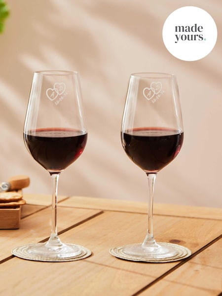 Personalised Couple's Heart Crystal Red Wine Glasses (G19060) | £36