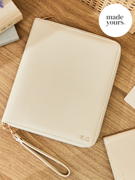 Personalised Embossed Travel Case in Oyster by Made Yours (G19062) | £32