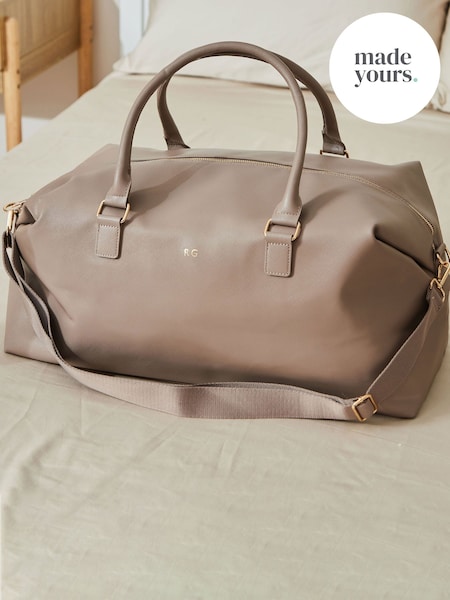 Personalised Weekend Holdall Bag in Taupe by Made Yours (G19070) | £65