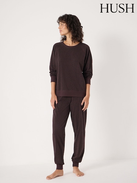Hush Brown Joelle Jersey Joggers Animal Print Pyjamas (G19098) | £70