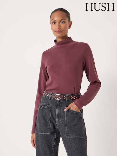 Hush Purple High Neck Midweight Jersey Top (G19101) | £40