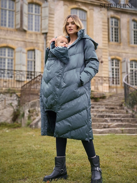 Seraphine Pewter Long 3-In-1 Maternity & Babywearing Puffa Coat (G19208) | £229