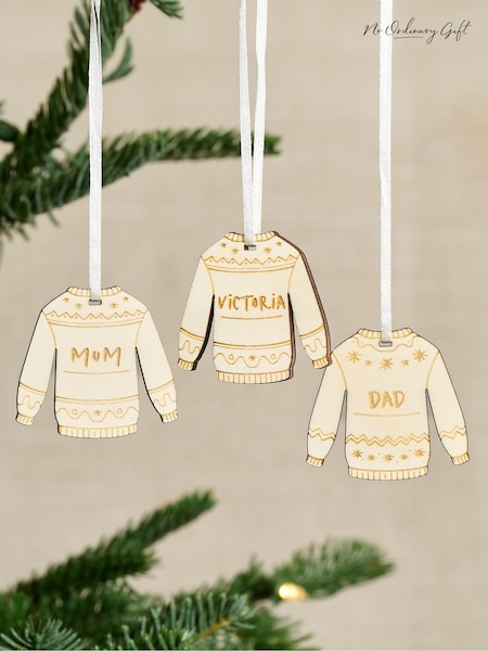 Wooden Festive Jumpers Christmas Decoration Set by No Ordinary Gift (G19264) | £20
