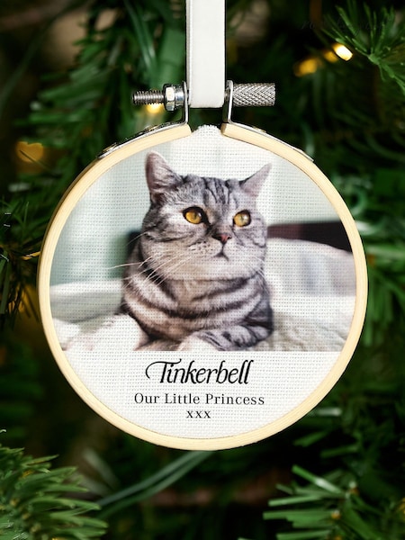 Photo Memory Hoop Cat Christmas Tree Decoration by No Ordinary Gift (G19270) | £15