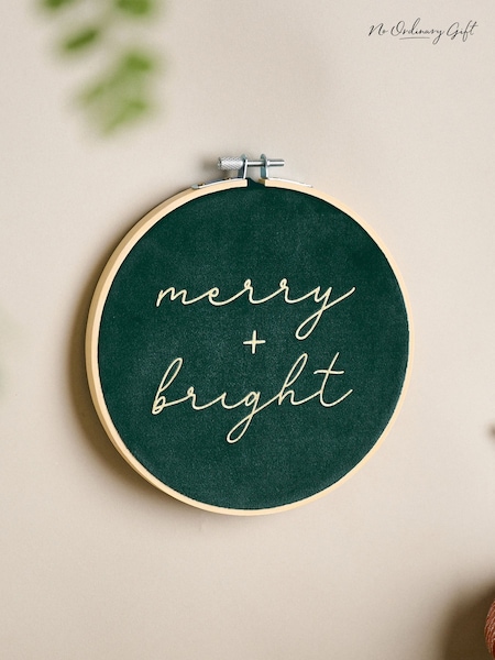 Merry & Bright Christmas Velvet Hoop by No Ordinary Gift (G19280) | £28