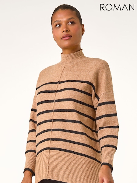 Roman Brown Relaxed Stripe Soft Knit Jumper (G19311) | £45