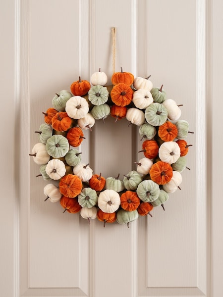 Scottish Everlastings Ltd Orange Velvet Pumpkin Wreath (G19349) | £40