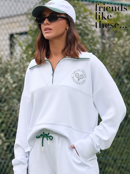 Friends Like These White Studio Half Zip Sweatshirt (G19427) | £0