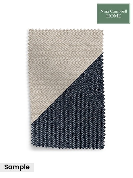 Nina Campbell Natural and Indigo Blue Piping Moore Combo Upholstery Swatch (G19553) | £0