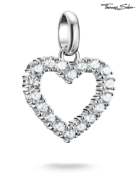 Thomas Sabo Silver Plated Charm Connect Heart With White Stones Pendant (G19627) | £55