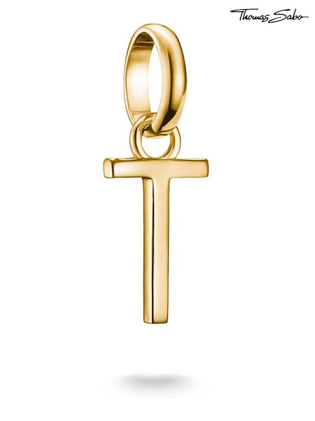 Thomas Sabo Gold Charm Connect Letter T Pendant (G19639) | £30