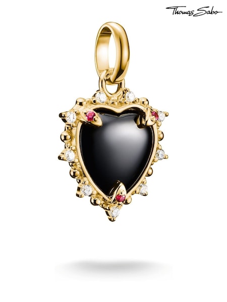Thomas Sabo Black Charm Connect Vintage Heart With Stones Pendant (G19653) | £90