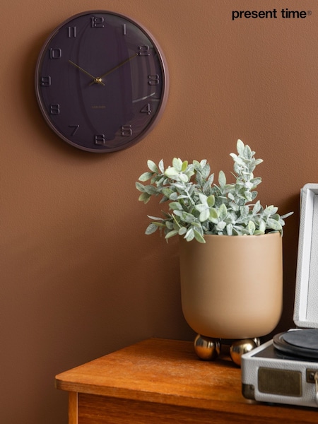 Present Time Earth Brown Fuerte Dome Wall Clock (G19675) | £35