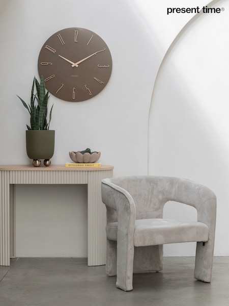 Present Time Mocha Brown Esmerado Large Wall Clock (G19679) | £87