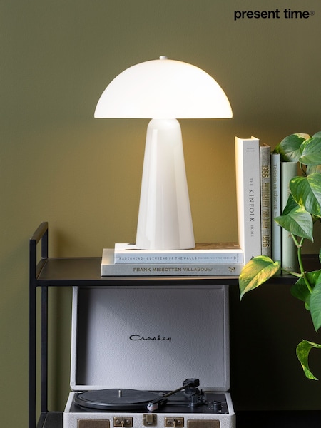 Present Time White Vidrio Centro Table Lamp (G19682) | £142