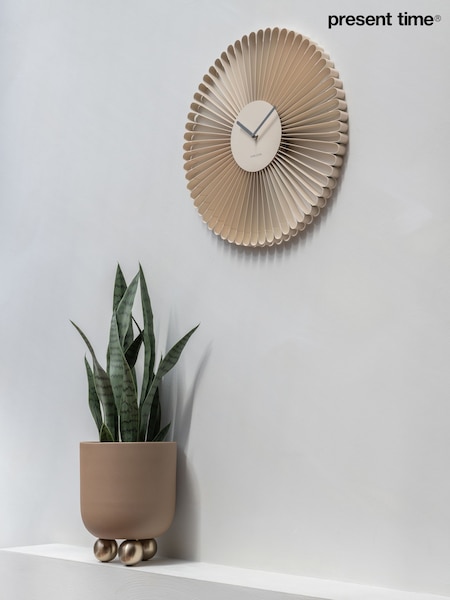 Present Time Off White Cascara Wall Clock (G19686) | £92