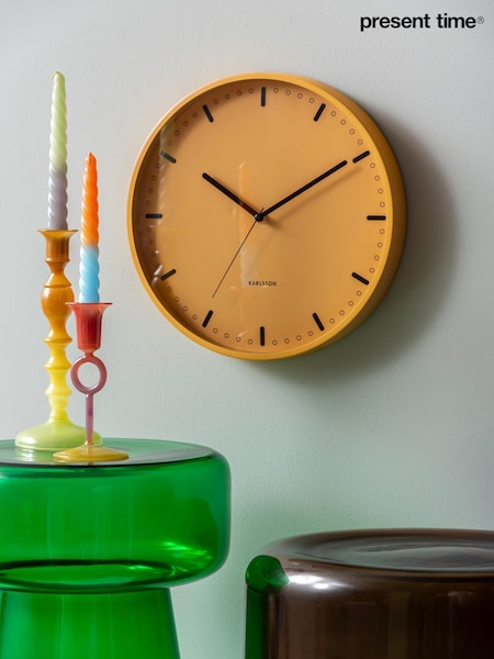 Present Time Mango Yellow Cool Retro Wall Clock (G19687) | £37