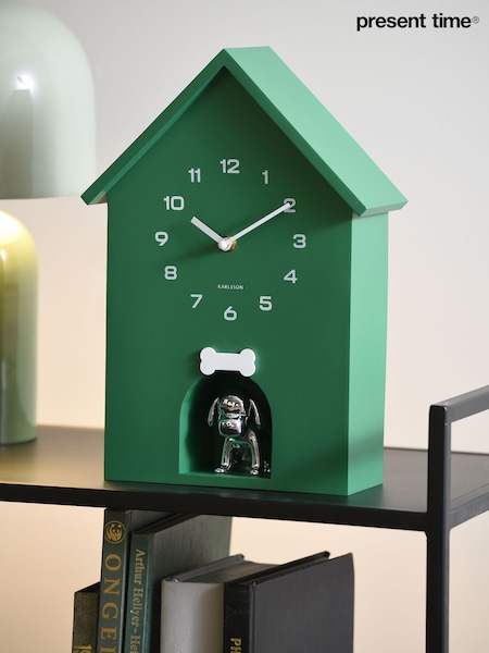 Karlsson Retro Green Dog House Wall Clock (G19695) | £60