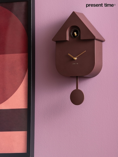 Present Time Earth Brown Oro Modern Cuckoo Wall Clock (G19697) | £77
