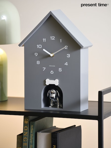 Karlsson Cool Grey Dog House Wall Clock (G19702) | £60
