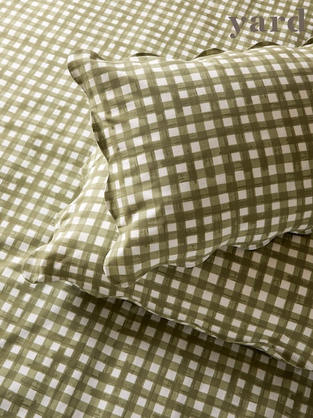 Yard Forest Scalloped Edge Gingham Pillowcase Pair (G19742) | £12
